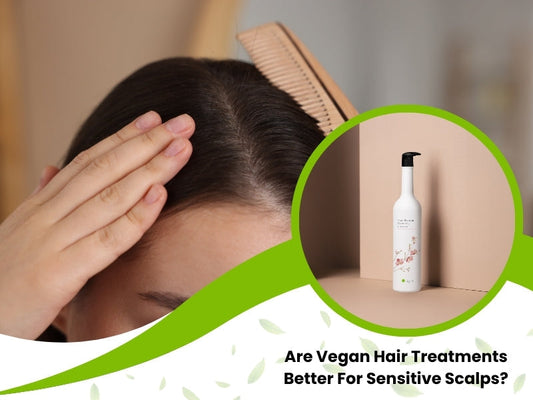 Vegan hair treatment product for sensitive scalps with a soothing and natural formula.