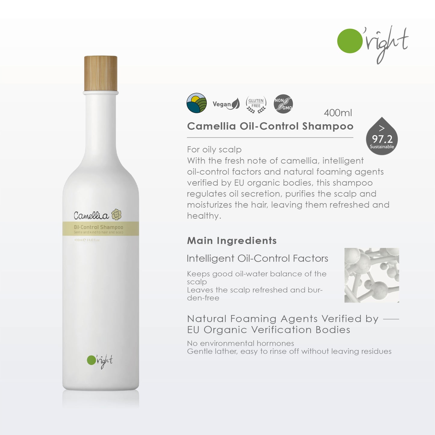 O'right Camellia Oil-Control Shampoo 400ml