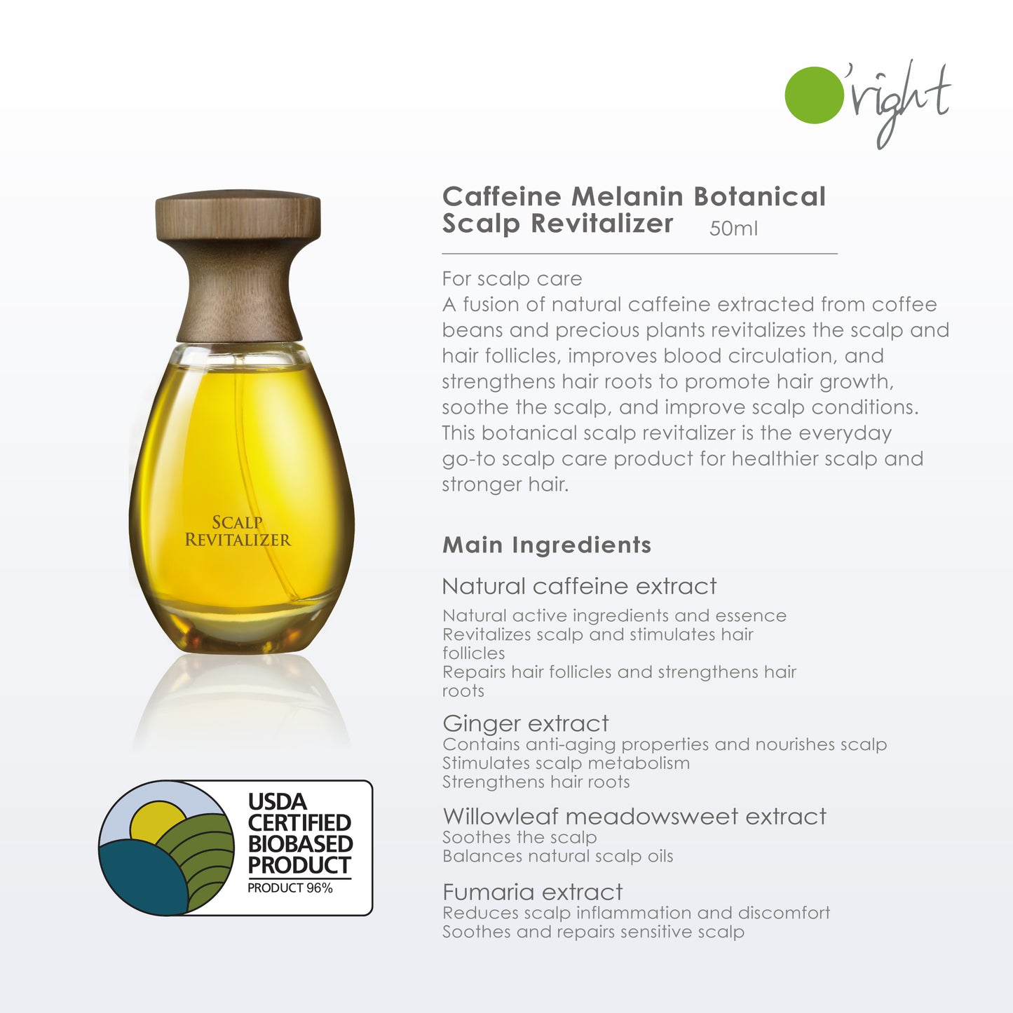 O'right Caffeine Melanin Botanical Scalp Revitalizer 50ml