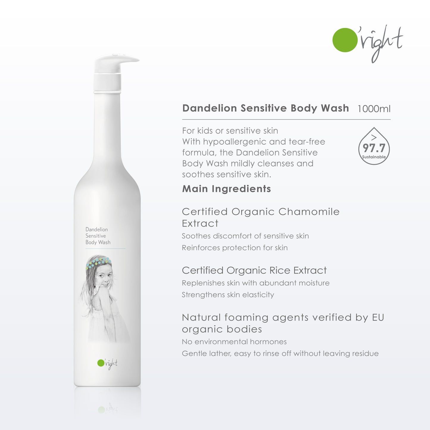 O'right Dandelion Sensitive Shampoo 1000ml