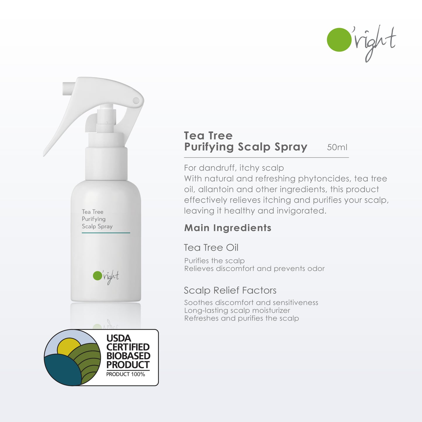 O'RIGHT TEA TREE PURIFYING SCALP SPRAY 50ML