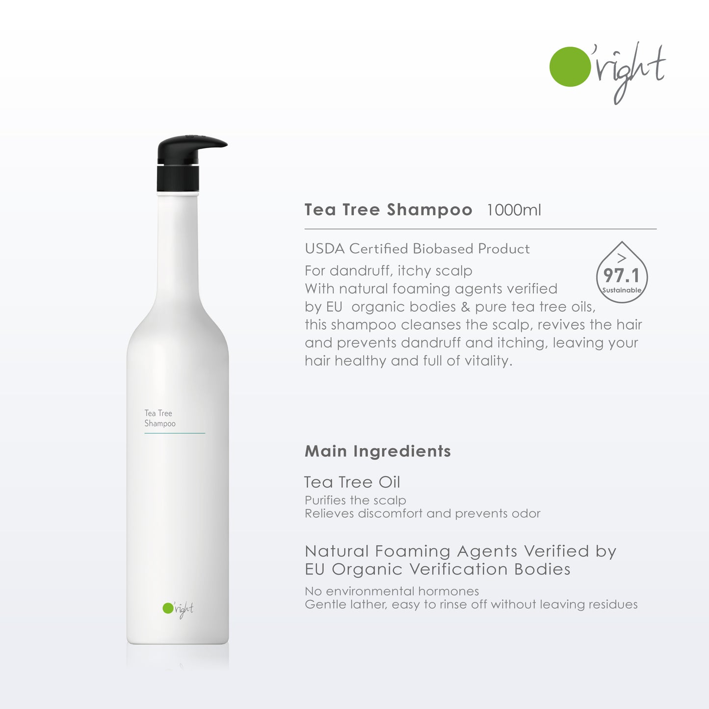 O'RIGHT TEA TREE SHAMPOO 1000ML