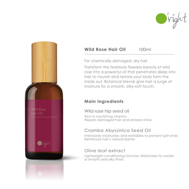 rose seed oil for hair O'right Wild Rose Hair Oil 100ml – O'Nature