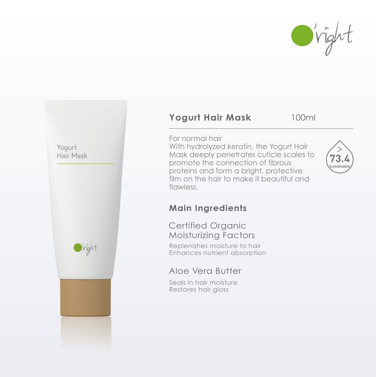 O'RIGHT YOGURT HAIR MASK 100ML